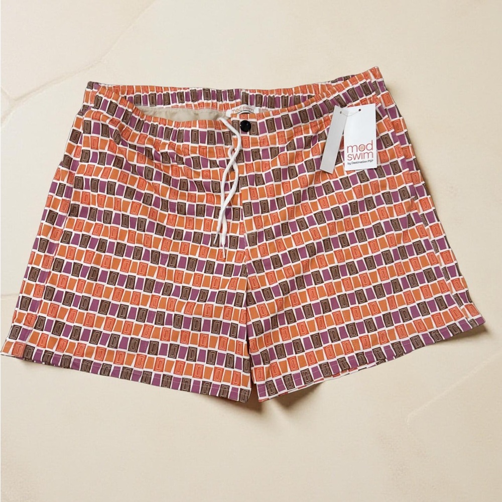 MOD SWIM Women’s Size 1X Geometric Orange & Purple Swim Board Shorts